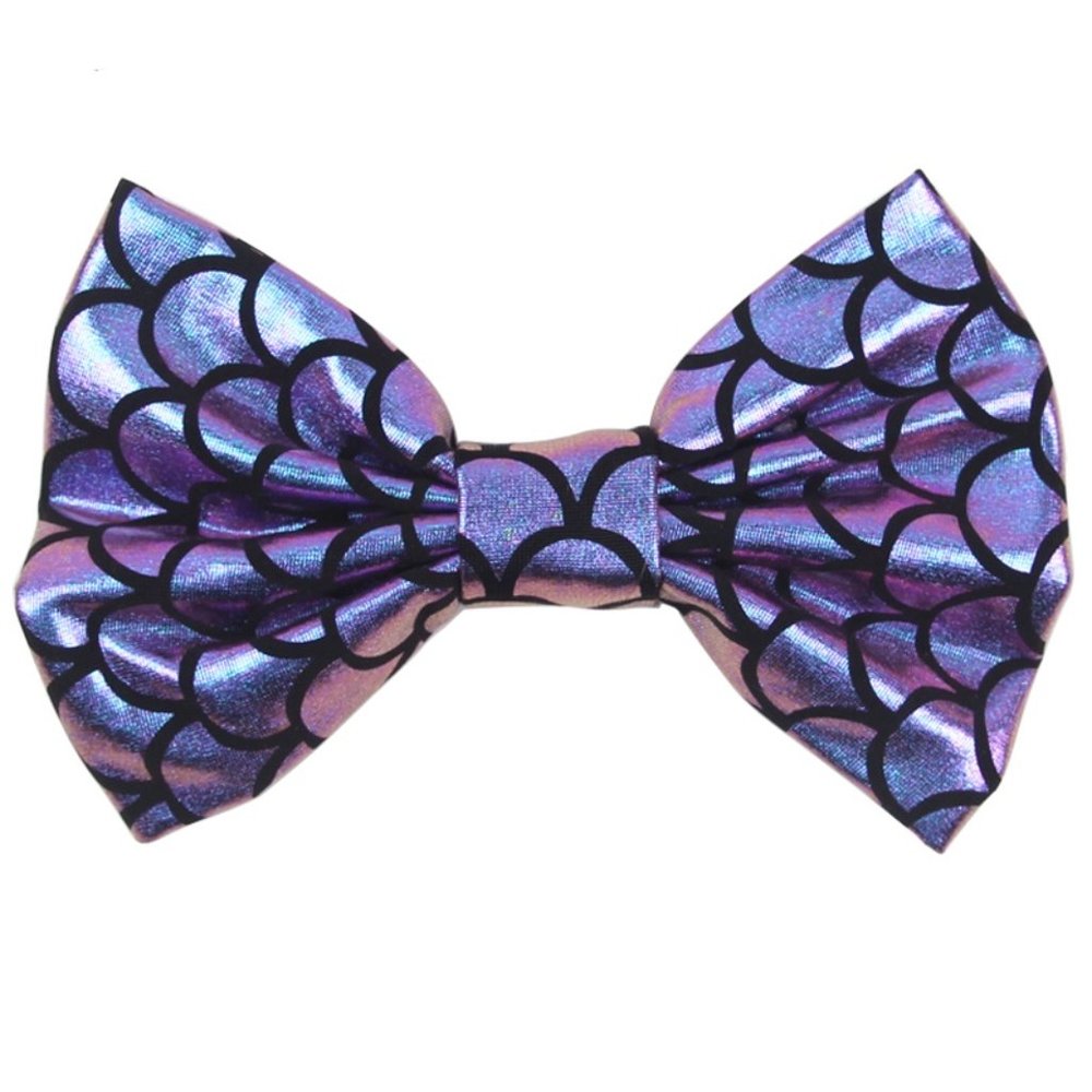 Mermaid Girls Metallic Purple Hair Bow Clip 5 Inches